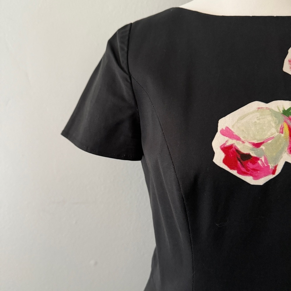 Carolina Herrera Black Midi Dress with Floral Design - Picture 4 of 16